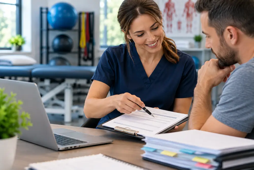 Clinician Reviewing Patient Paperwork